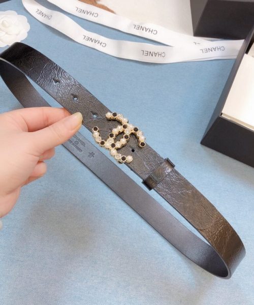 1:1 Replica Chanel Belt With Beaded Buckle Brown Gold-Toned Metal and Strass Women Belt