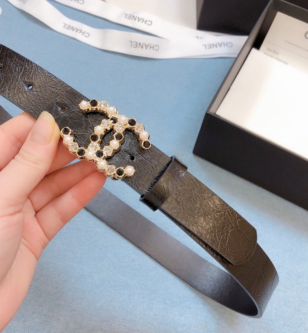 1:1 Replica Chanel Belt With Beaded Buckle Brown Gold-Toned Metal and Strass Women Belt