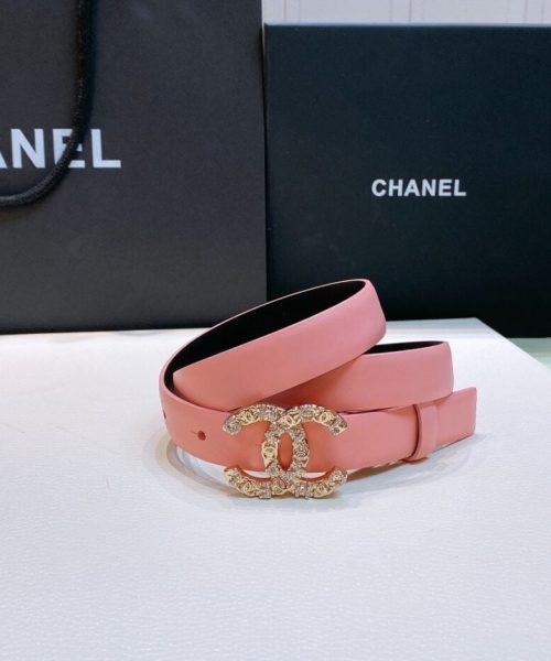 1:1 Replica Chanel Belt With Beaded Buckle Pink Gold-Toned Metal and Strass Women Belt