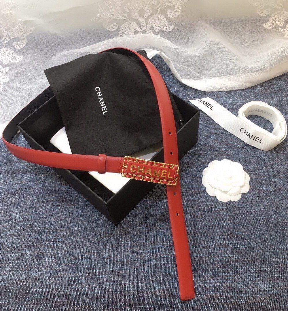 1:1 Replica Chanel Belt With Chanel Signature Orange with Gold-Toned Hardware Women Belt