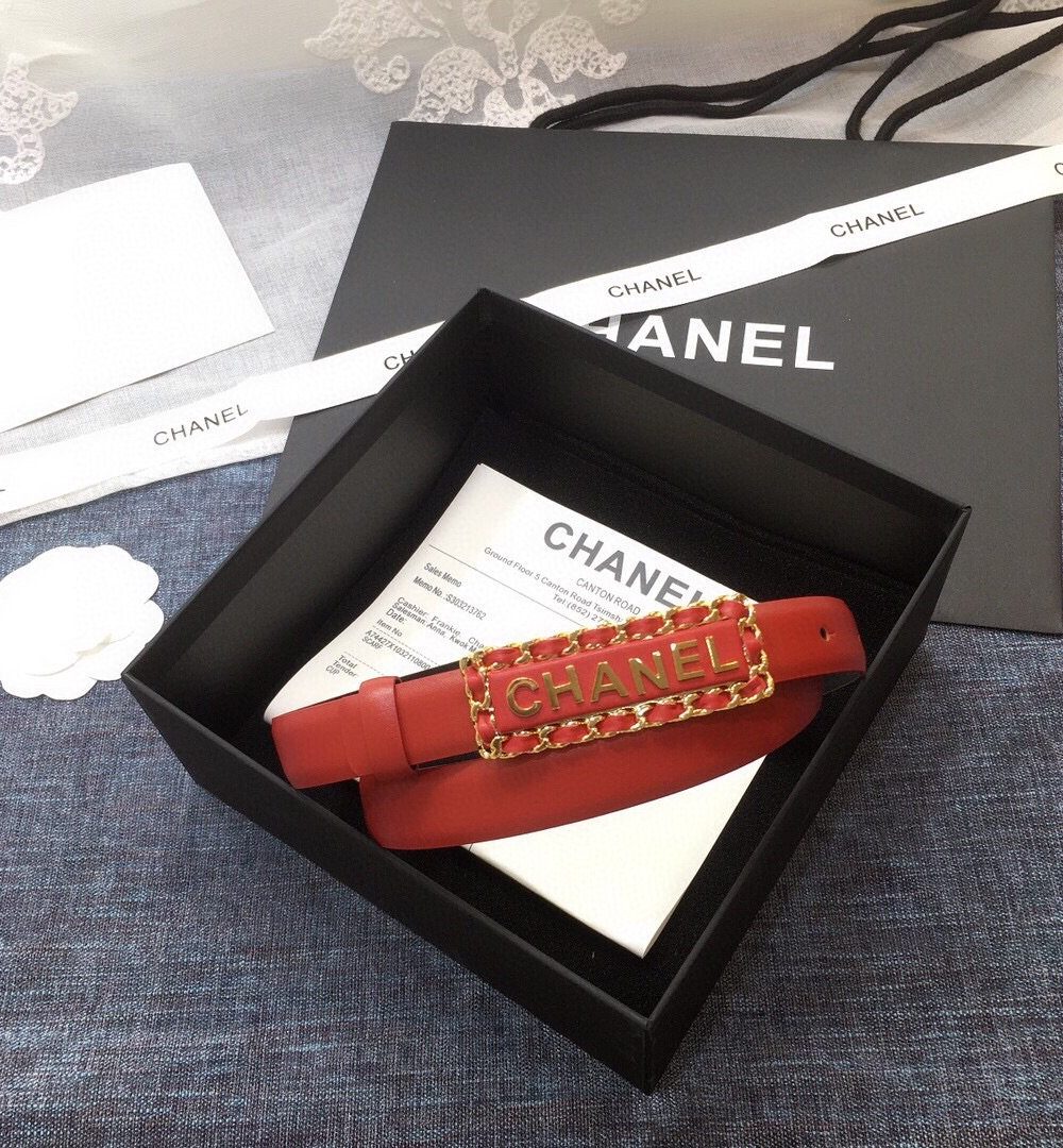 1:1 Replica Chanel Belt With Chanel Signature Orange with Gold-Toned Hardware Women Belt