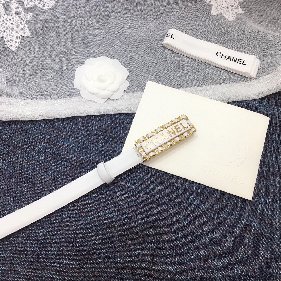 1:1 Replica Chanel Belt With Chanel Signature White with Gold-Toned Metal Hardware Women Belt - Image 3