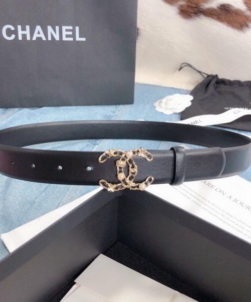 1:1 Replica Chanel Belt With Double C Buckle Black Gold Toned Hardware Women Belt