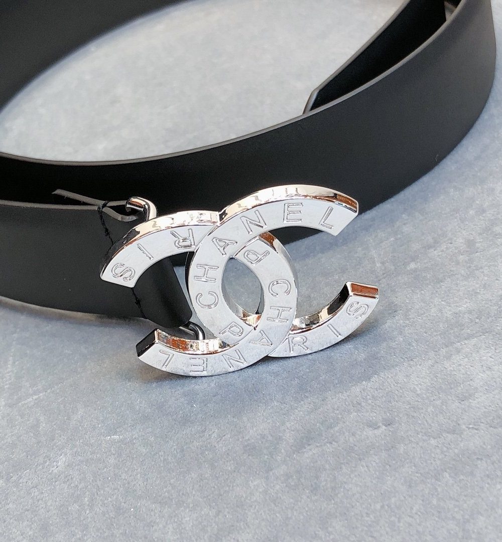 1:1 Replica Chanel Belt With Double C Buckle Black With Full Silver Hardware Women Belt