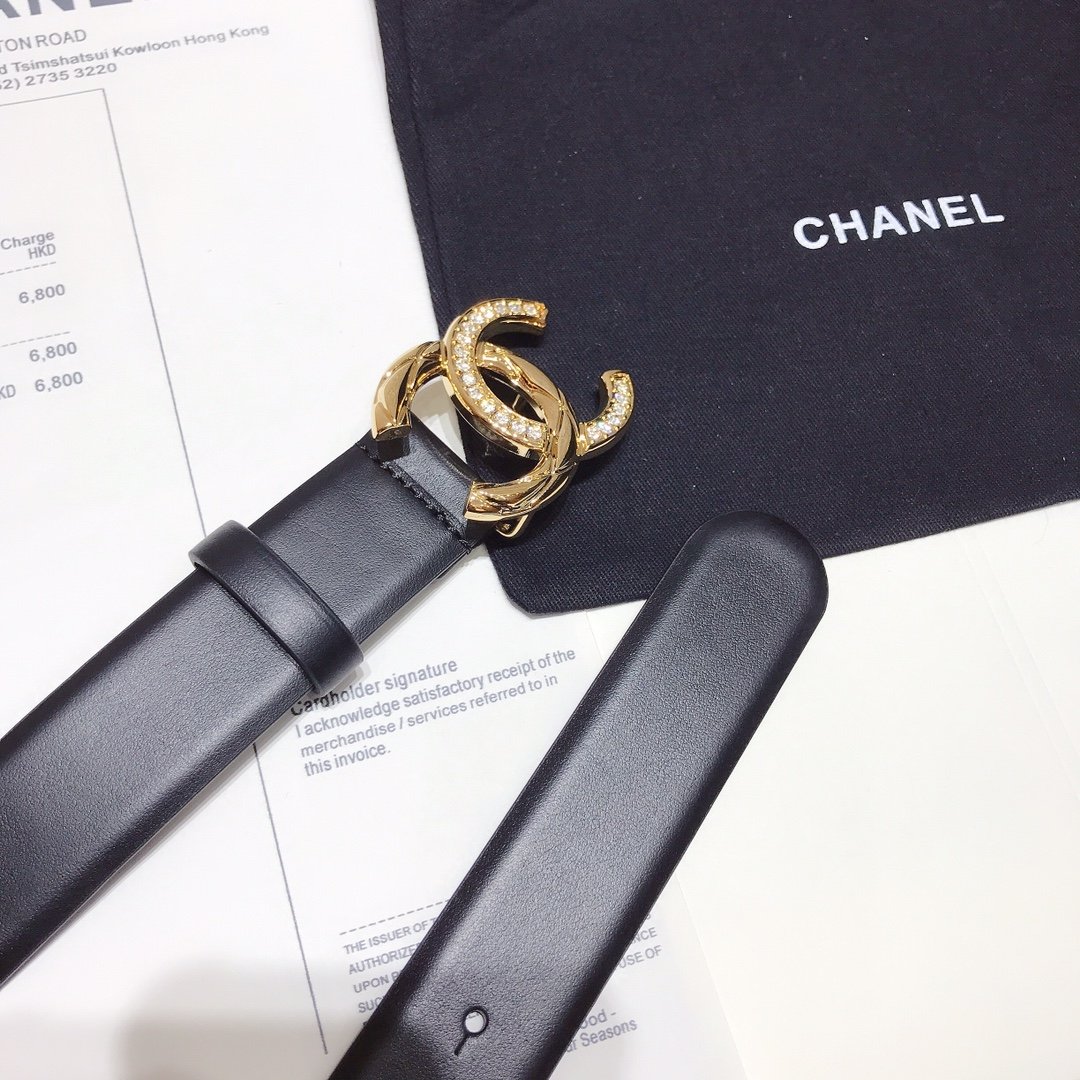 1:1 Replica Chanel Belt With Double C Buckle Black With Gold Toned Hardware Women Belt - Image 4