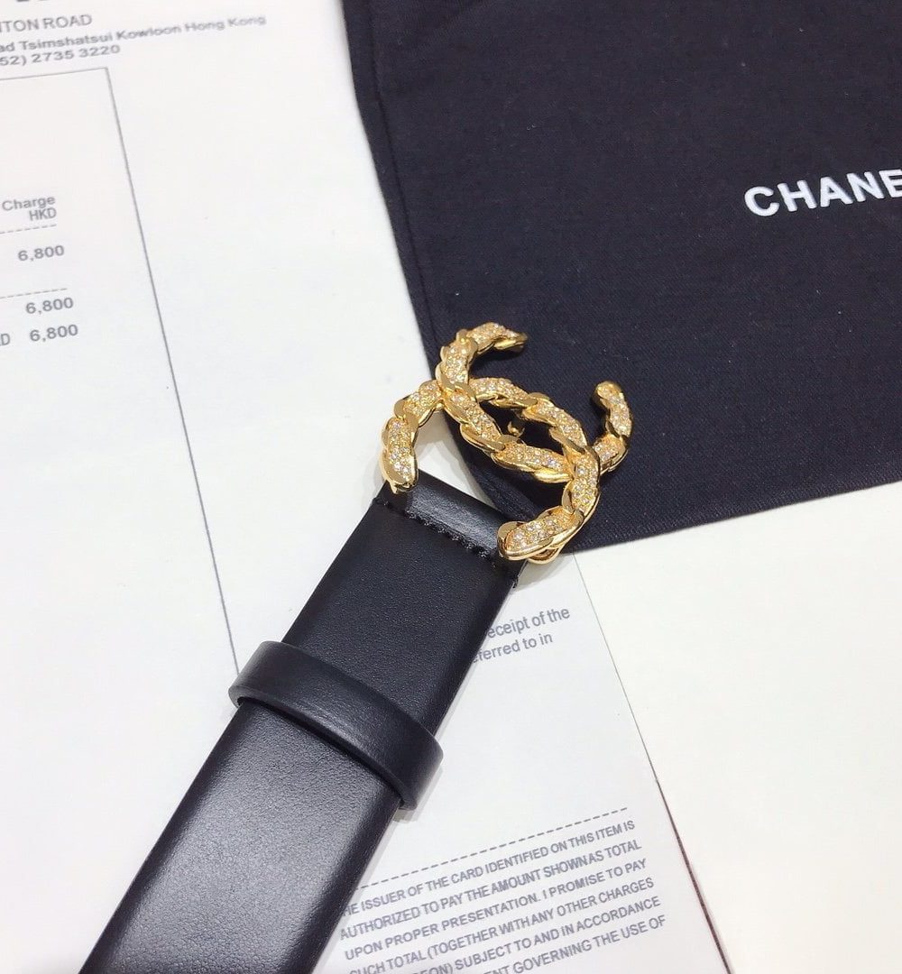 1:1 Replica Chanel Belt With Double C Buckle Black With Gold-Toned Hardware Women Belt