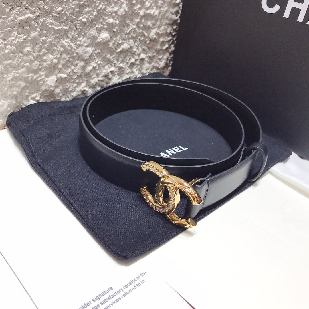 1:1 Replica Chanel Belt With Double C Buckle Black With Gold Toned Hardware Women Belt - Image 3