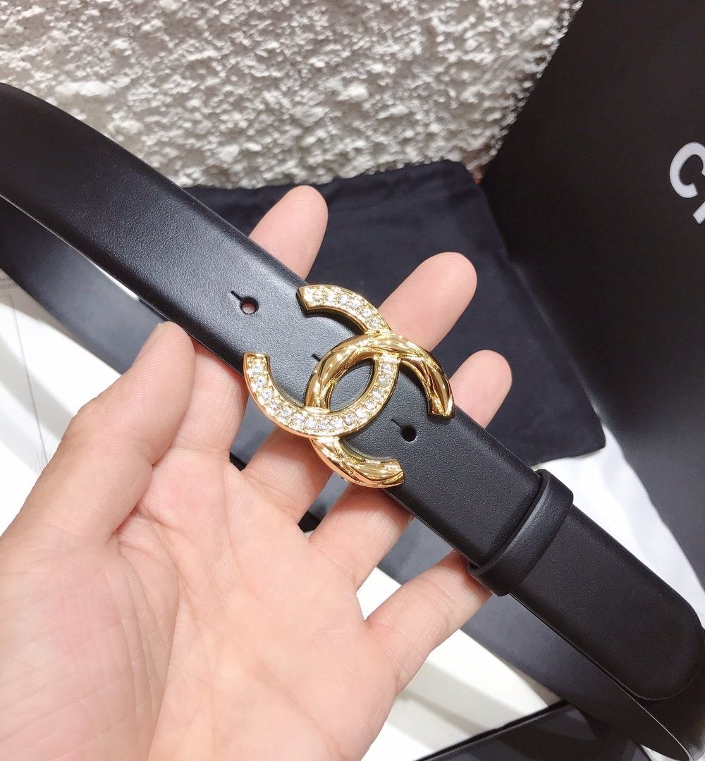 1:1 Replica Chanel Belt With Double C Buckle Black With Gold Toned Hardware Women Belt