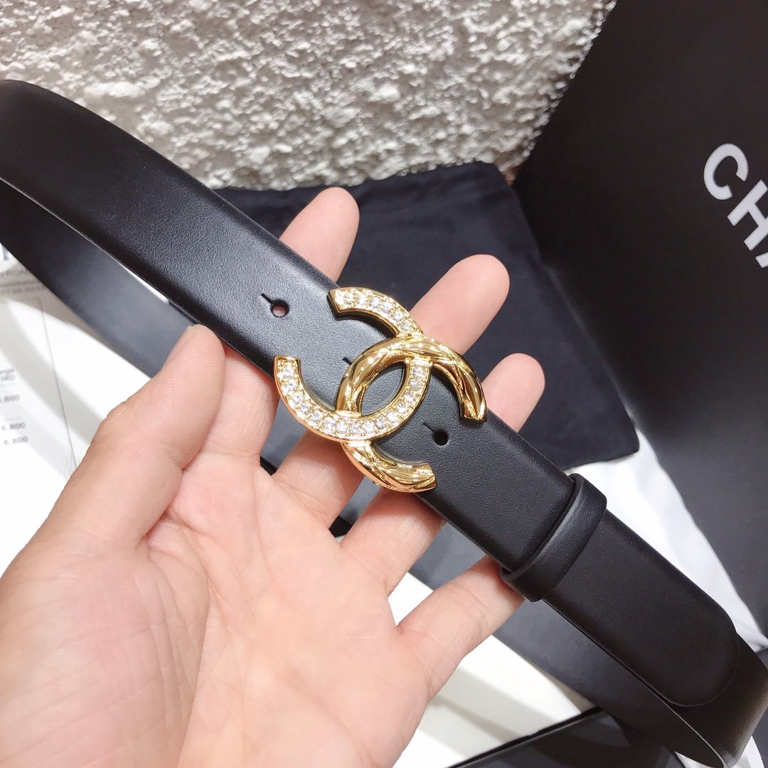 1:1 Replica Chanel Belt With Double C Buckle Black With Gold Toned Hardware Women Belt - Image 2