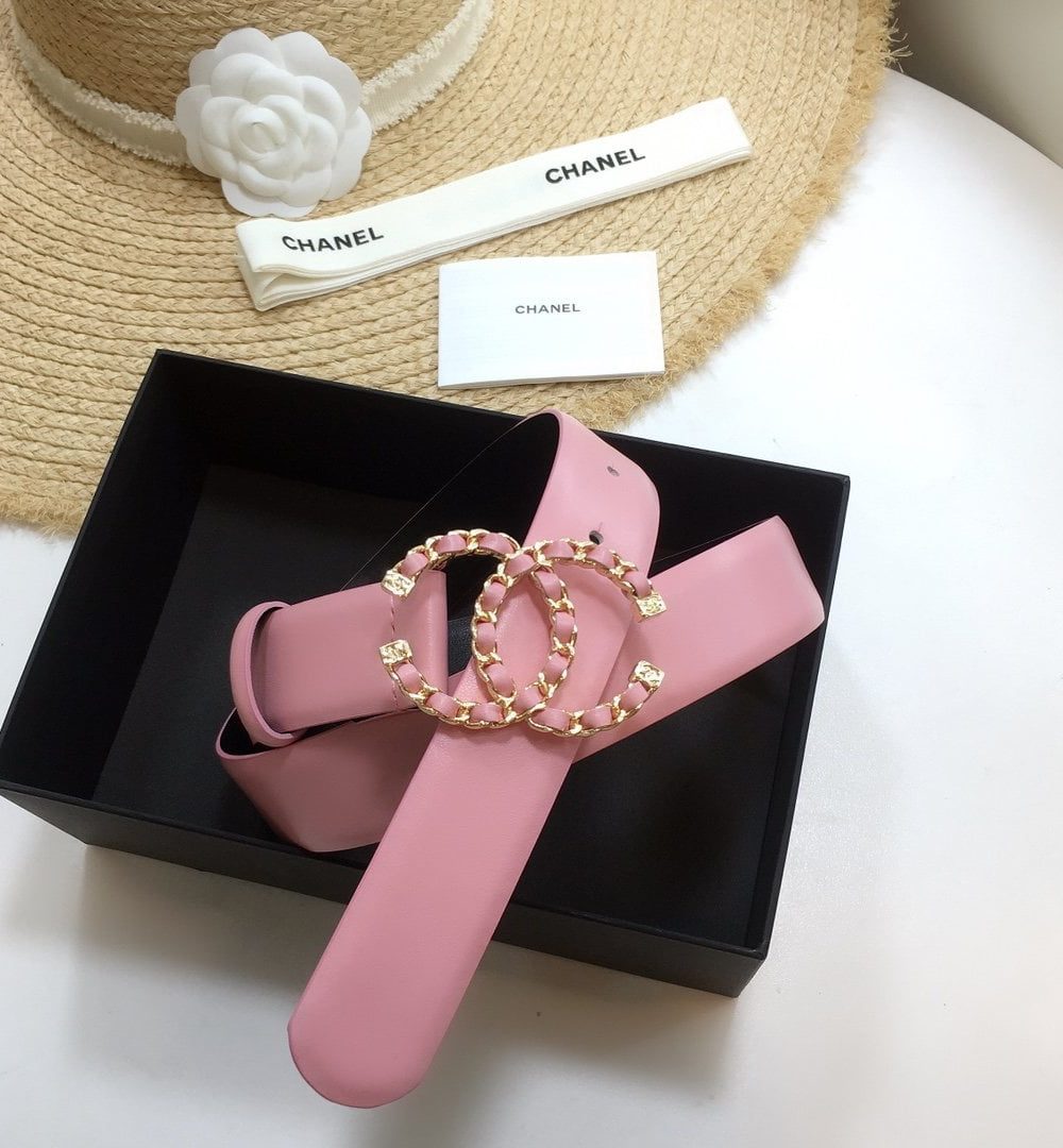 1:1 Replica Chanel Belt With Double C Buckle Pink with Gold mix Pink Hardware Women Belt