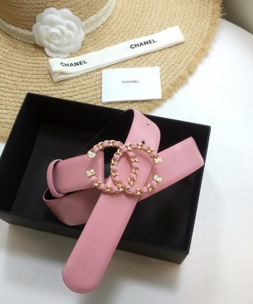 1:1 Replica Chanel Belt With Double C Buckle Pink with Gold mix Pink Hardware Women Belt