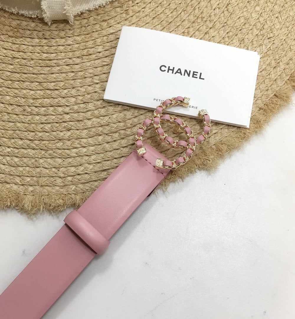 1:1 Replica Chanel Belt With Double C Buckle Pink with Gold mix Pink Hardware Women Belt