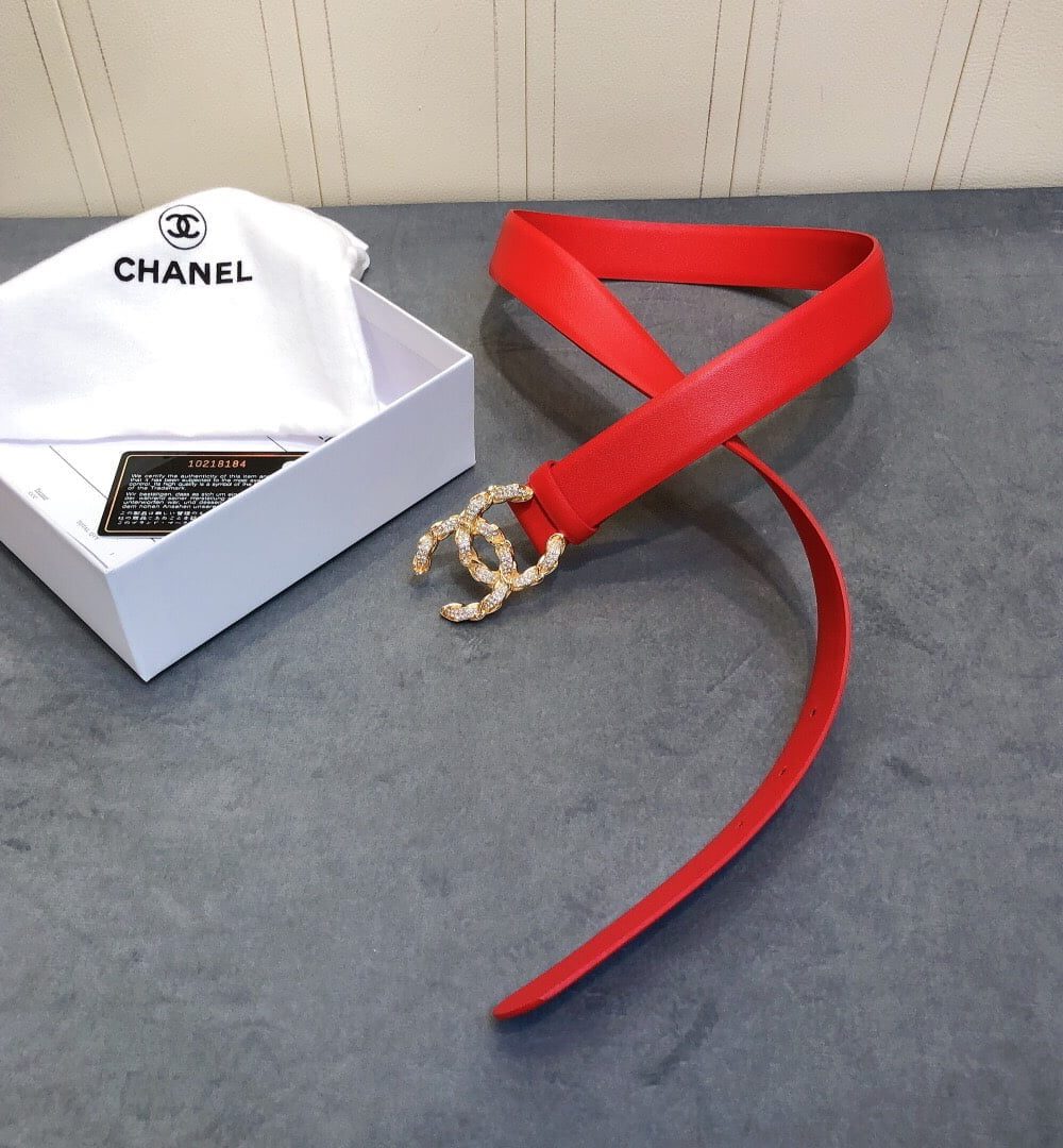 1:1 Replica Chanel Belt With Double C Buckle Red Women Belt