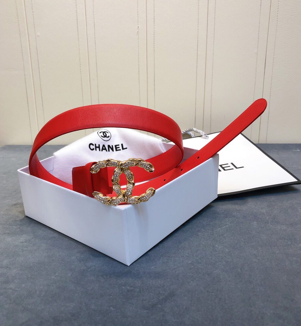 1:1 Replica Chanel Belt With Double C Buckle Red Women Belt