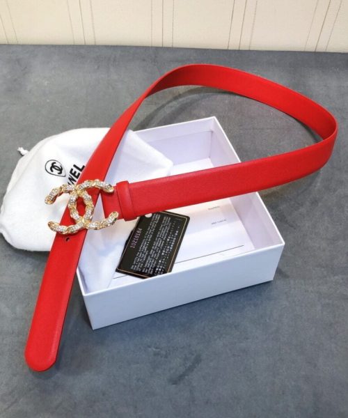 1:1 Replica Chanel Belt With Double C Buckle Red Women Belt