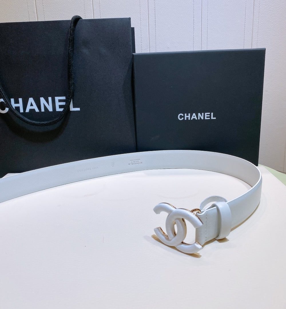 1:1 Replica Chanel Belt With Double C Buckle White White-Toned Hardware Women Belt