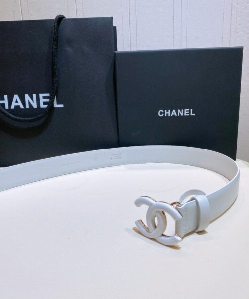 1:1 Replica Chanel Belt With Double C Buckle White White-Toned Hardware Women Belt