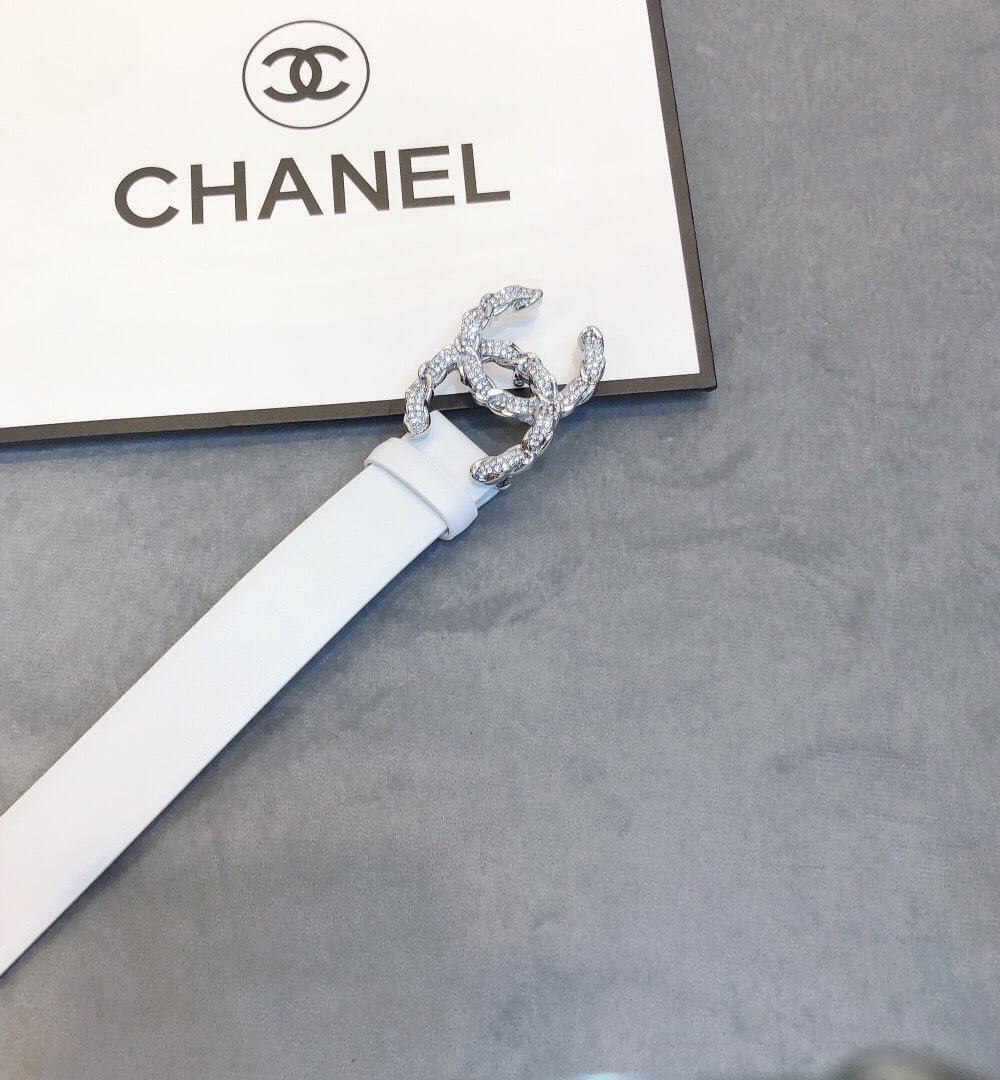 1:1 Replica Chanel Belt With Double C Buckle White Women Belt