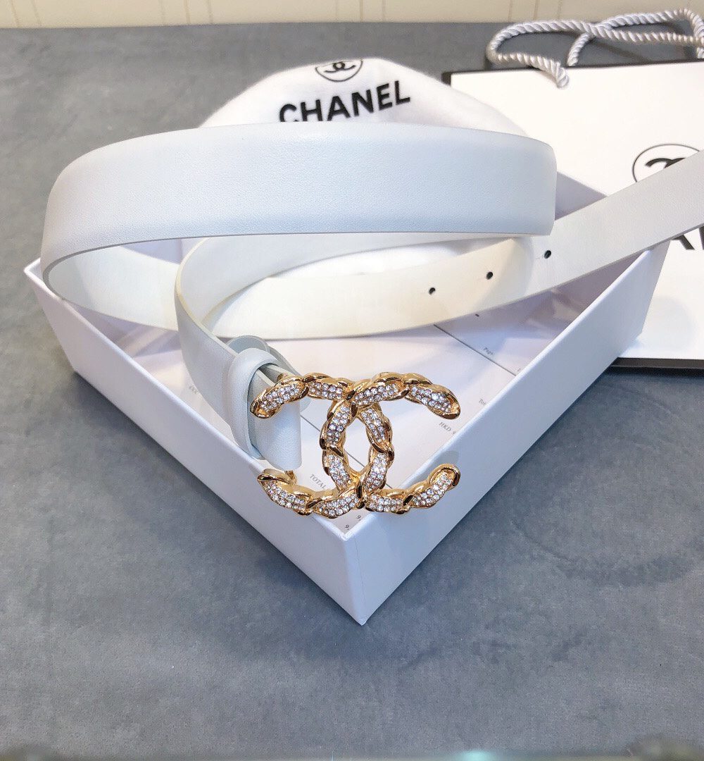 1:1 Replica Chanel Belt With Double C Buckle White Women Belt