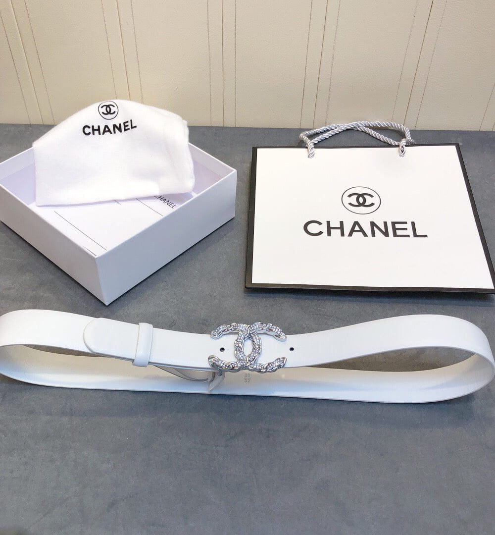 1:1 Replica Chanel Belt With Double C Buckle White Women Belt