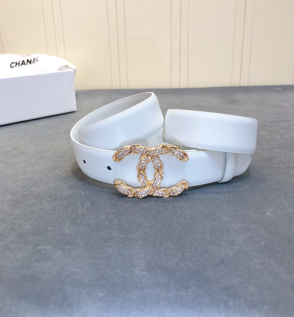 1:1 Replica Chanel Belt With Double C Buckle White Women Belt