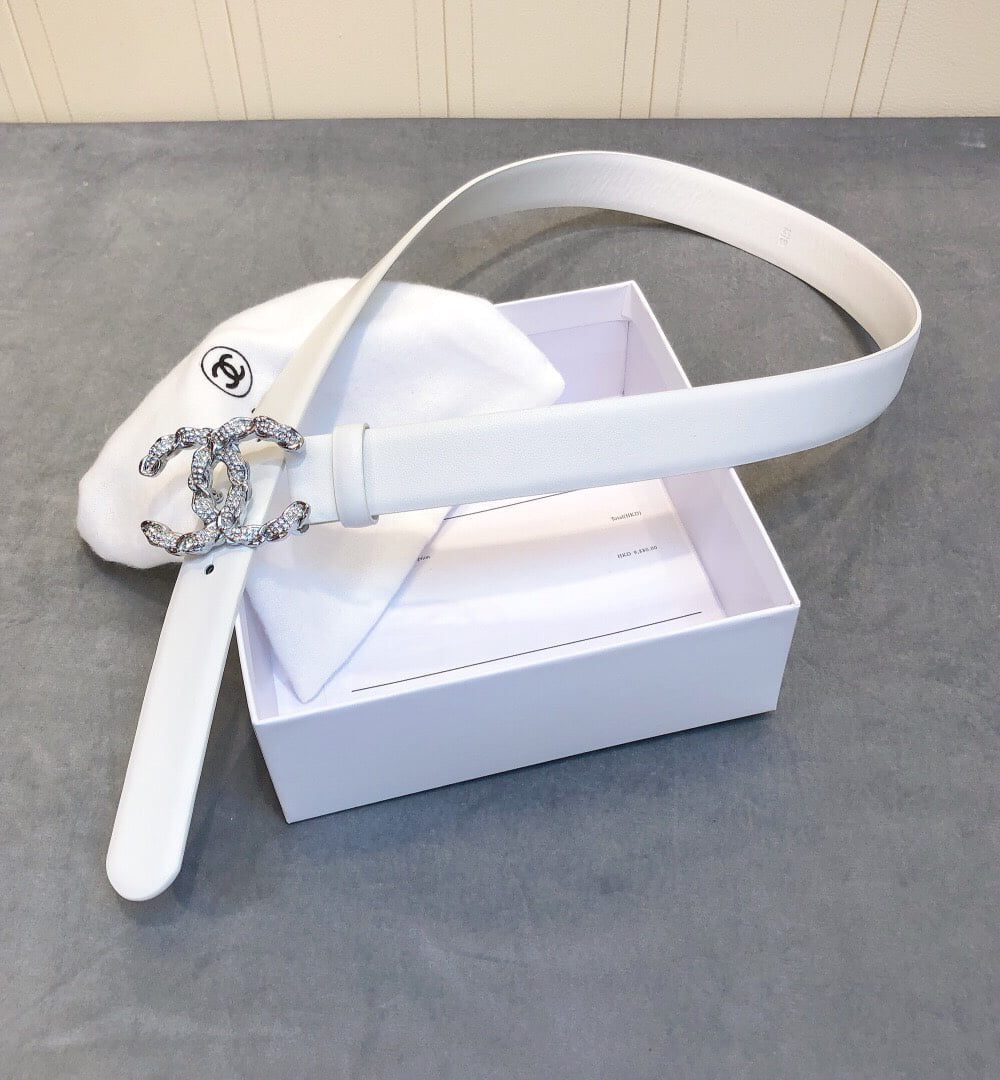 1:1 Replica Chanel Belt With Double C Buckle White Women Belt
