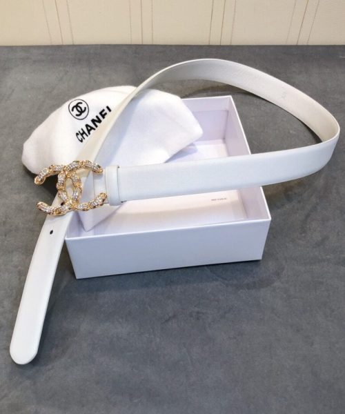 1:1 Replica Chanel Belt With Double C Buckle White Women Belt