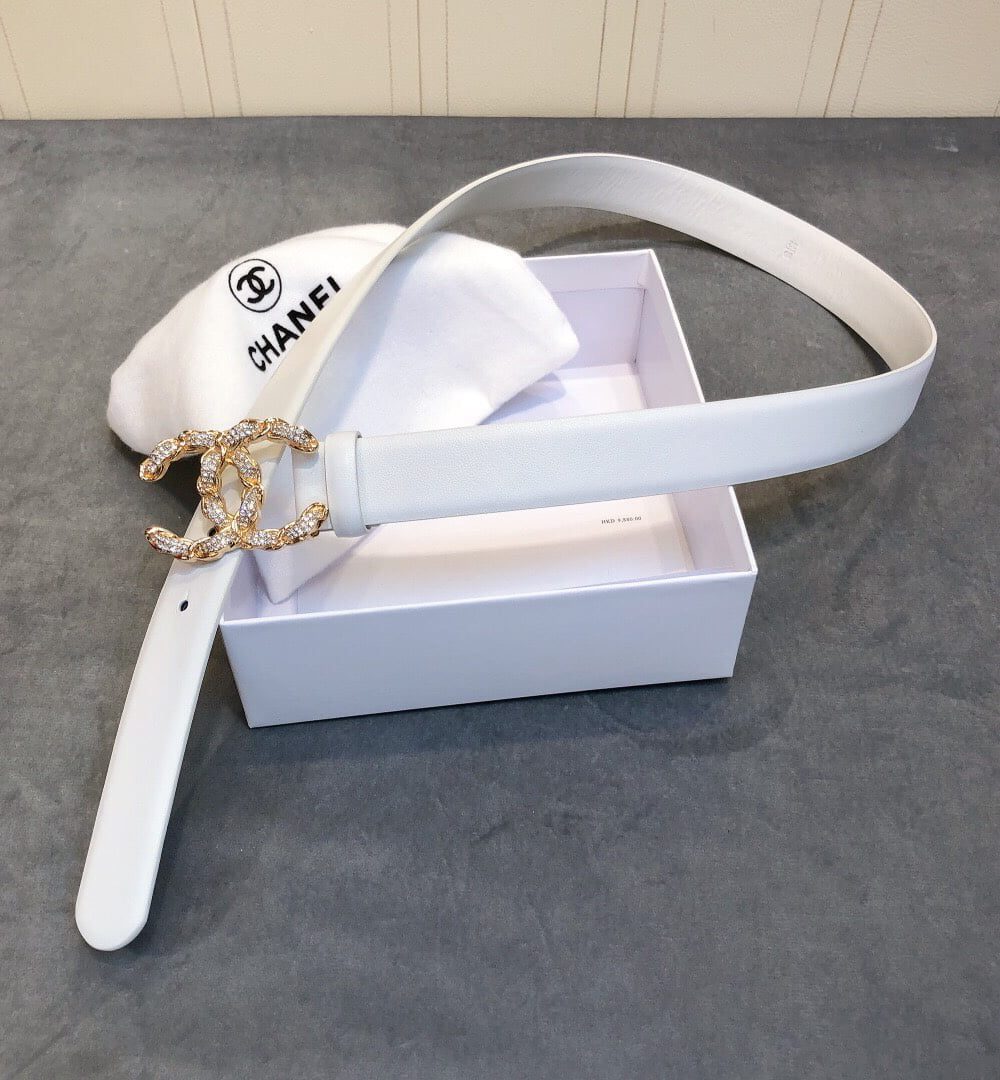 1:1 Replica Chanel Belt With Double C Buckle White Women Belt