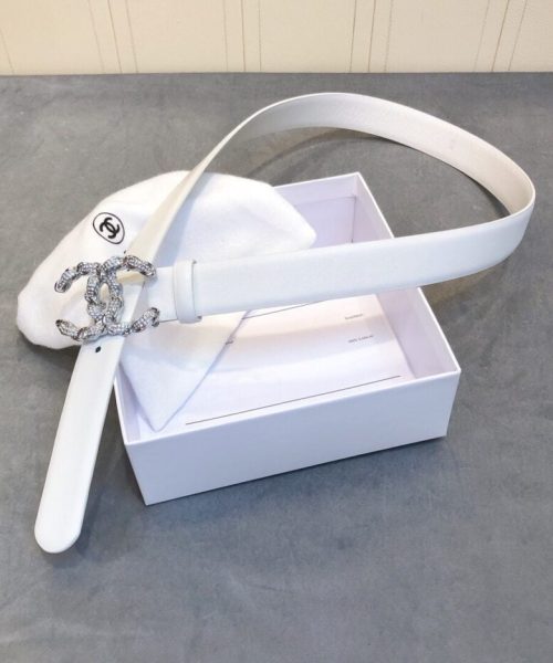 1:1 Replica Chanel Belt With Double C Buckle White Women Belt