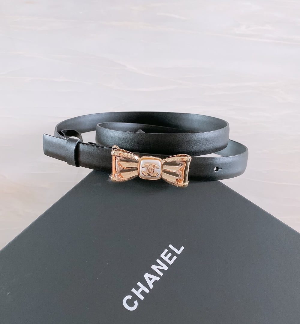 1:1 Replica Chanel Belt With Ribbon Buckle Black Women Belt