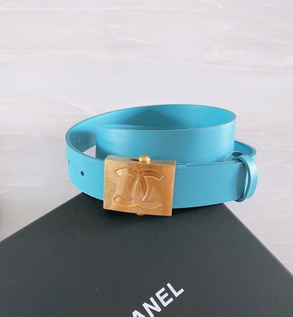 1:1 Replica Chanel Belt With Ribbon Buckle Blue Women Belt