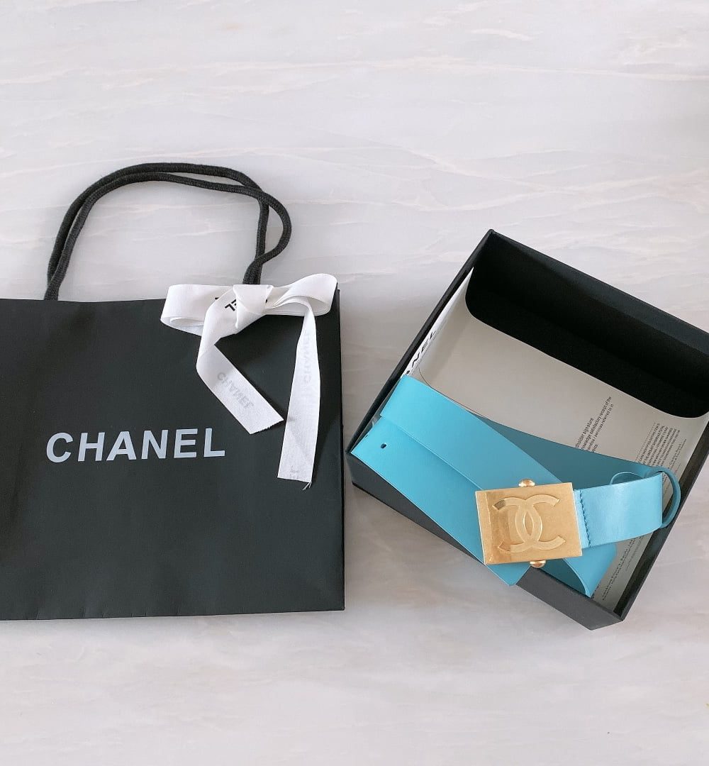 1:1 Replica Chanel Belt With Ribbon Buckle Blue Women Belt