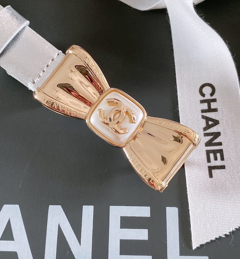 1:1 Replica Chanel Belt With Ribbon Buckle Silver Women Belt