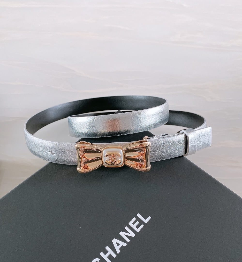 1:1 Replica Chanel Belt With Ribbon Buckle Silver Women Belt