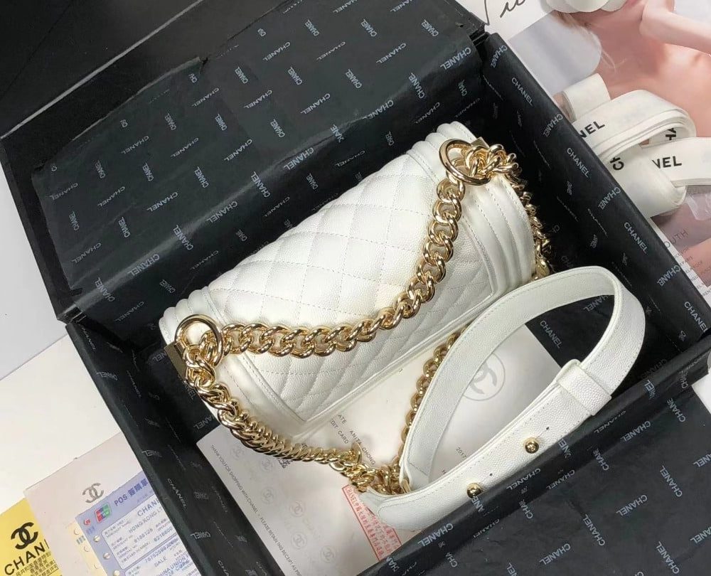 [REP 1:1] Chanel Boy Flapbag White For Women 7.9in/20cm