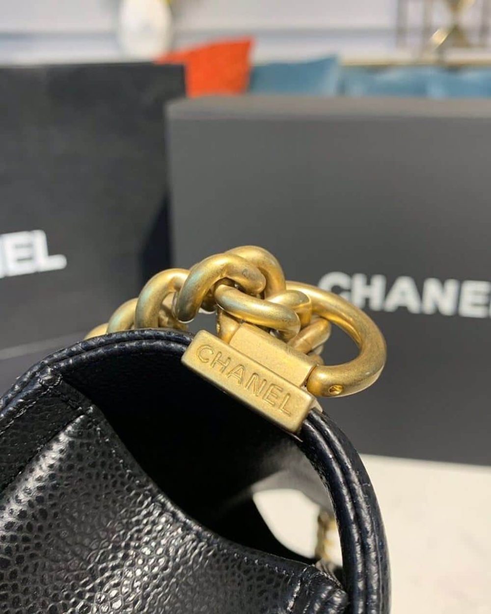 [REP 1:1] Chanel Boy Handbag Gold Toned Hardware Black For Women, Women's Bags, Shoulder And Crossbody Bags 9.8in/25cm A67086