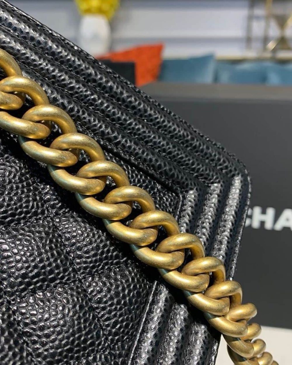 [REP 1:1] Chanel Boy Handbag Gold Toned Hardware Black For Women, Women's Bags, Shoulder And Crossbody Bags 9.8in/25cm A67086