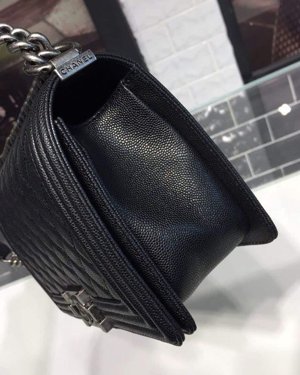 [REP 1:1] Chanel Boy Handbag Silver Hardware Black For Women, Women's Handbags, Shoulder And Crossbody Bags 9.8in/25cm A67086