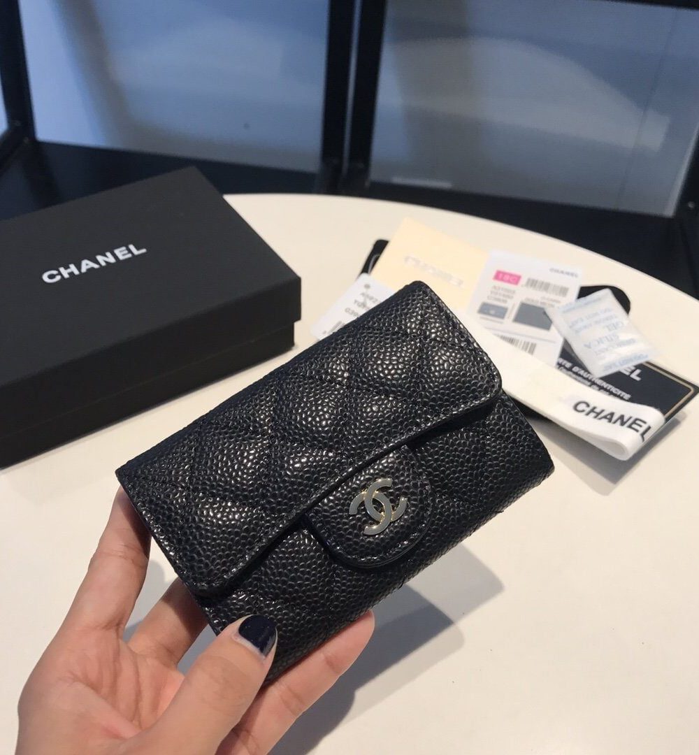 1:1 Replica Chanel Classic Card Holder Gold Toned Hardware Black For Women, Women's Wallet 4.5in/11.5cm