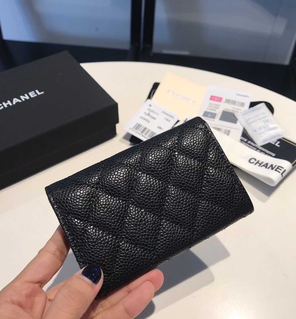 [REP 1:1] Chanel Classic Card Holder Silver Hardware Black For Women, Women's Wallet 4.5in/11.5cm