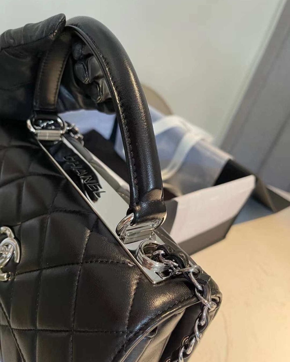 [REP 1:1] Chanel Classic Flap Bag Silver Hardware Black 9.8in/25cm