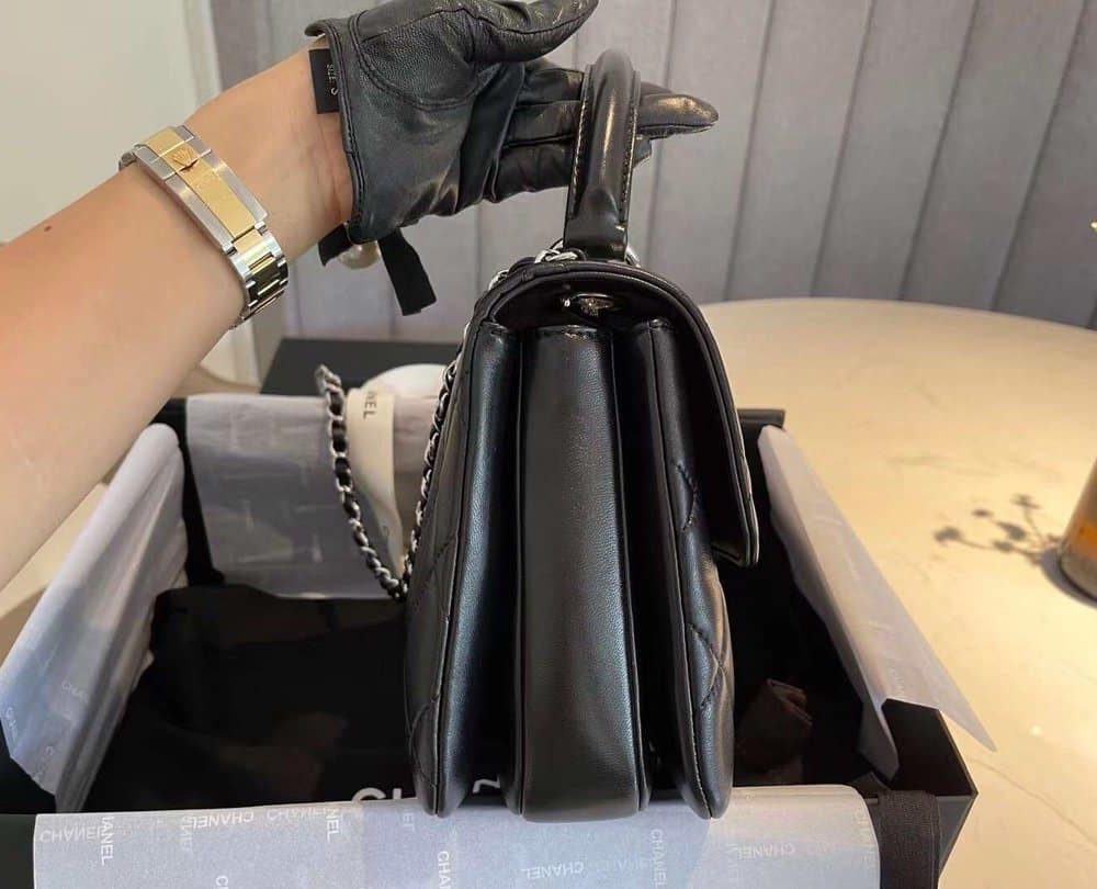 [REP 1:1] Chanel Classic Flap Bag Silver Hardware Black 9.8in/25cm