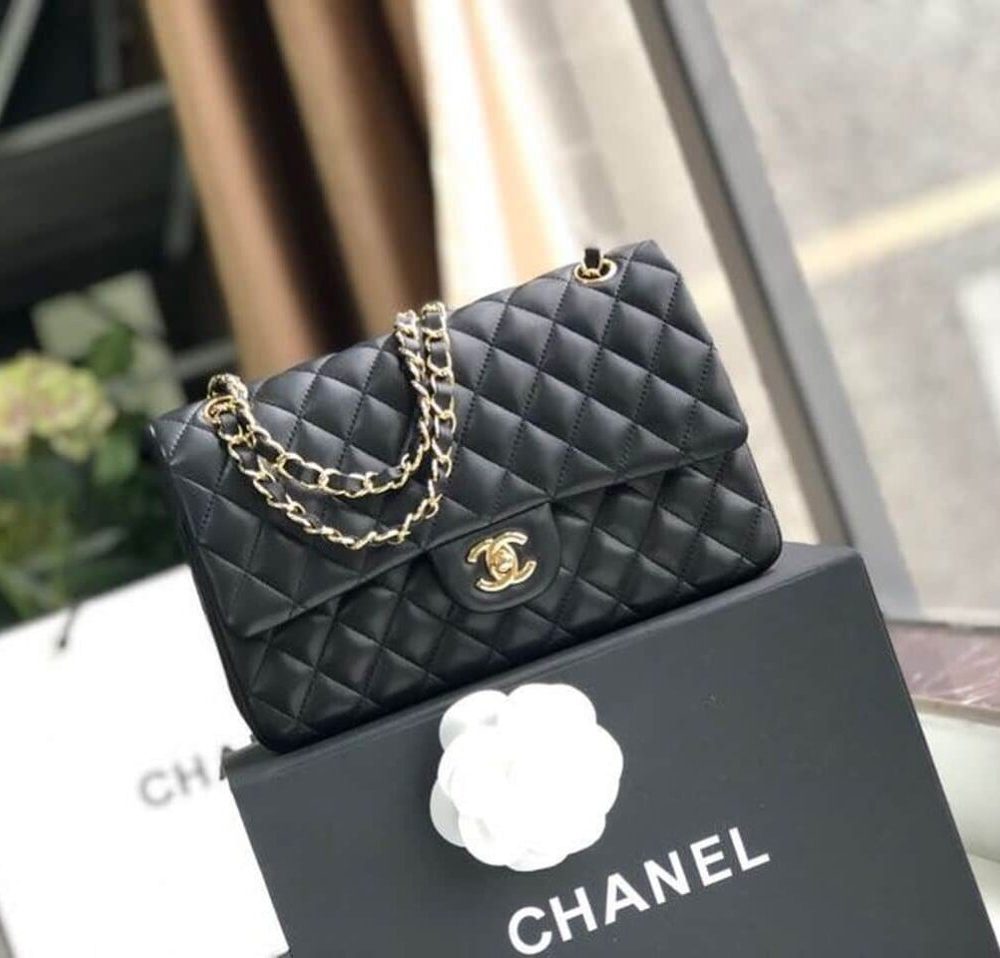 [REP 1:1] Chanel Classic Handbag Gold Toned Hardware Black For Women, Women's Bags, Shoulder And Crossbody Bags 10.2in/26cm A01112