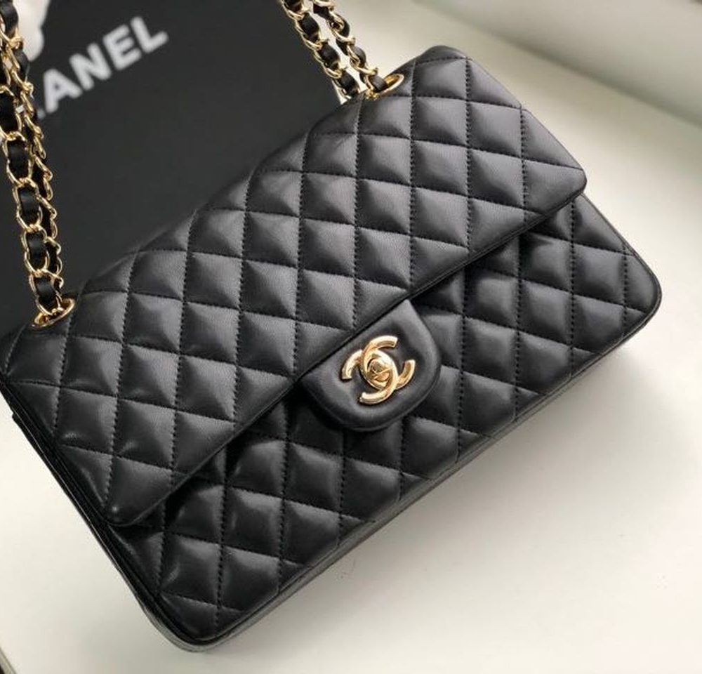 [REP 1:1] Chanel Classic Handbag Gold Toned Hardware Black For Women, Women's Bags, Shoulder And Crossbody Bags 10.2in/26cm A01112