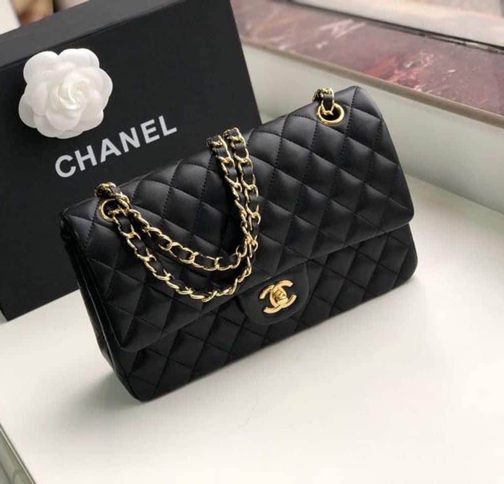 [REP 1:1] Chanel Classic Handbag Gold Toned Hardware Black For Women, Women's Bags, Shoulder And Crossbody Bags 10.2in/26cm A01112