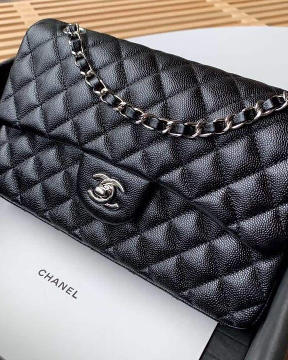 [REP 1:1] Chanel Classic Handbag Silver Hardware Black For Women, Women's Bags, Shoulder And Crossbody Bags 10.2in/26cm A01112