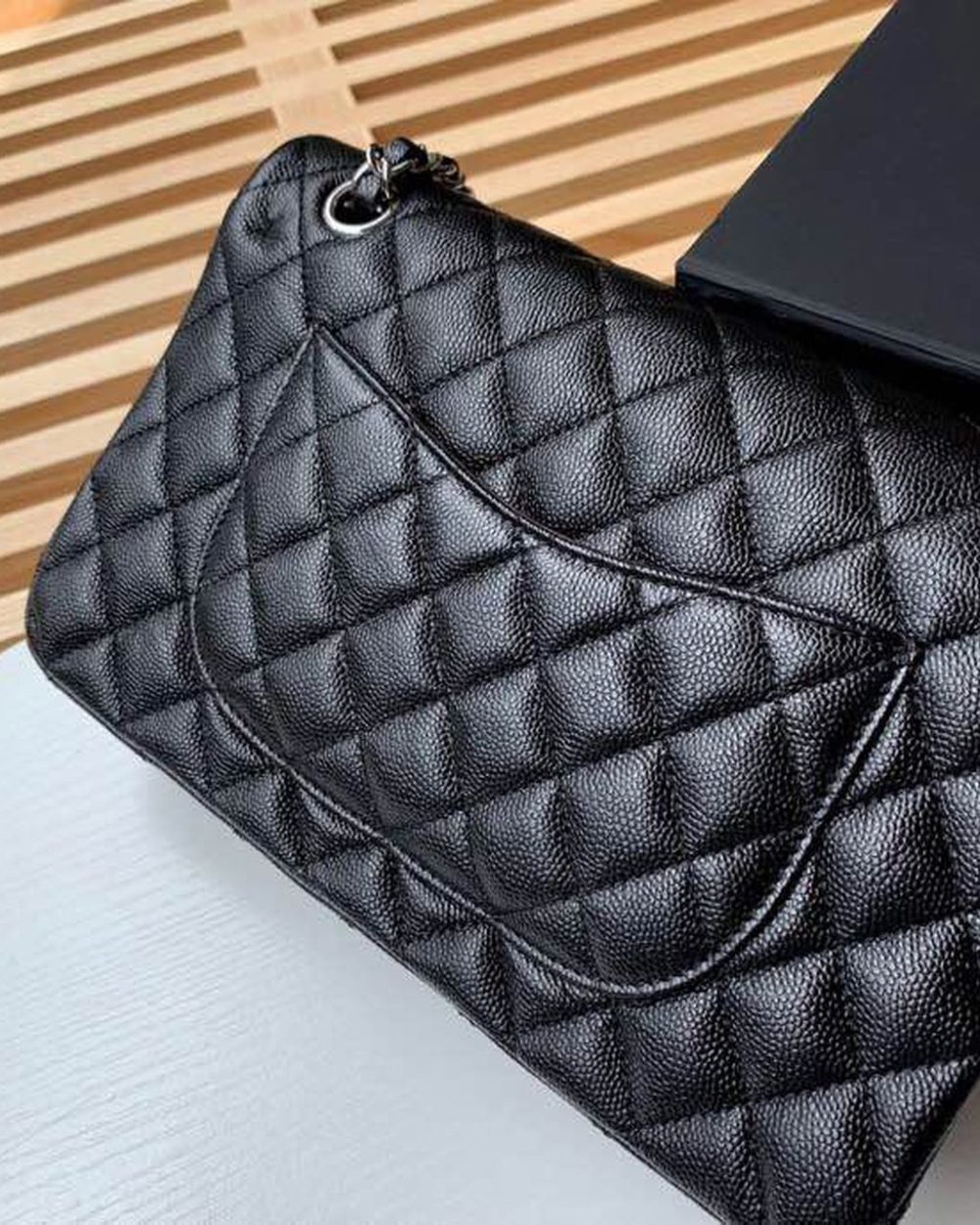 [REP 1:1] Chanel Classic Handbag Silver Hardware Black For Women, Women's Bags, Shoulder And Crossbody Bags 10.2in/26cm A01112