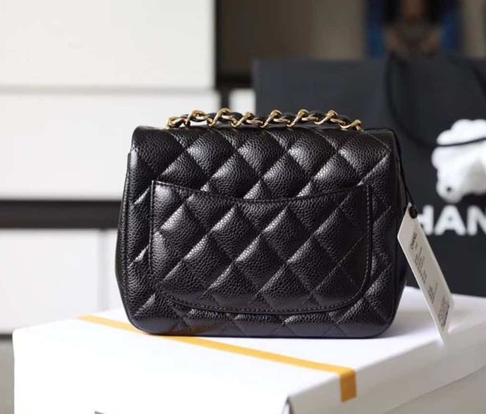 [REP 1:1] Chanel Classic Mini Flap Bag Gold Toned Hardware Black For Women 6.7in/17cm