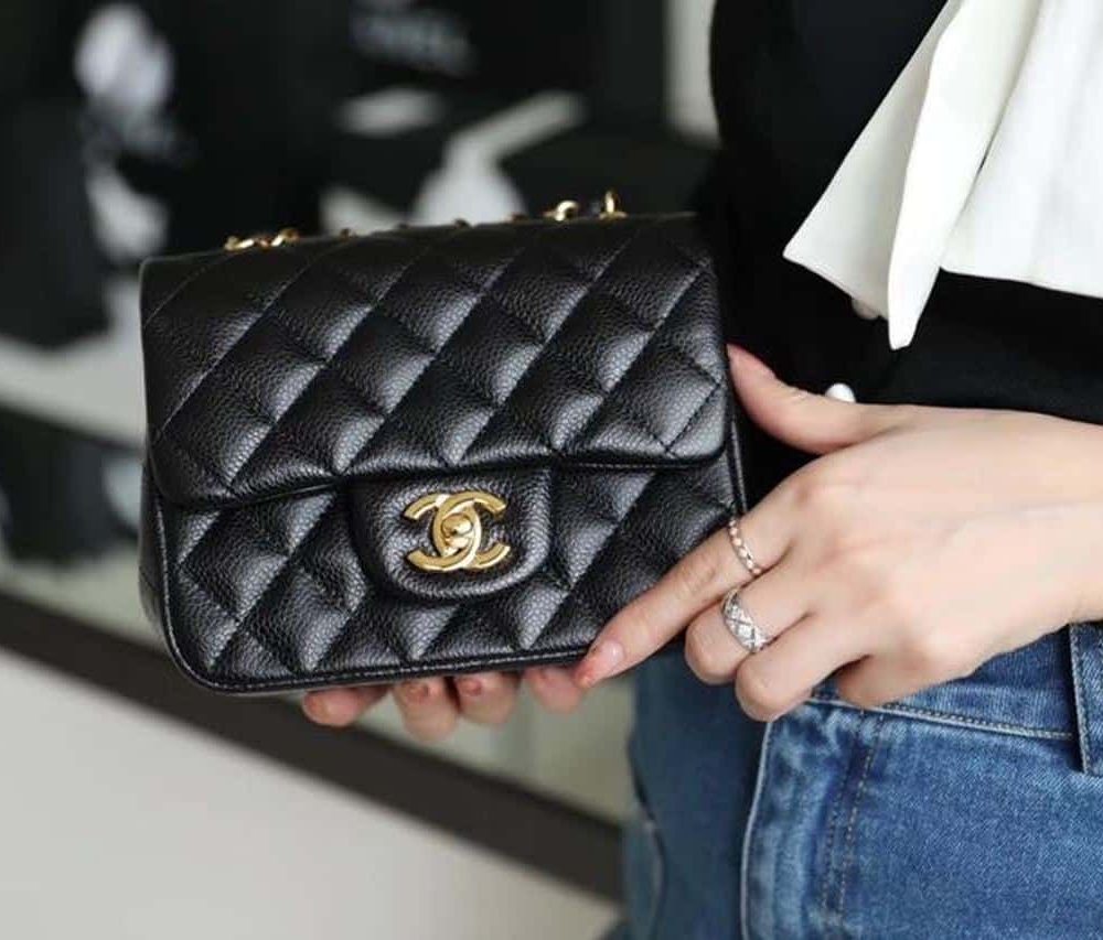 [REP 1:1] Chanel Classic Mini Flap Bag Gold Toned Hardware Black For Women 6.7in/17cm