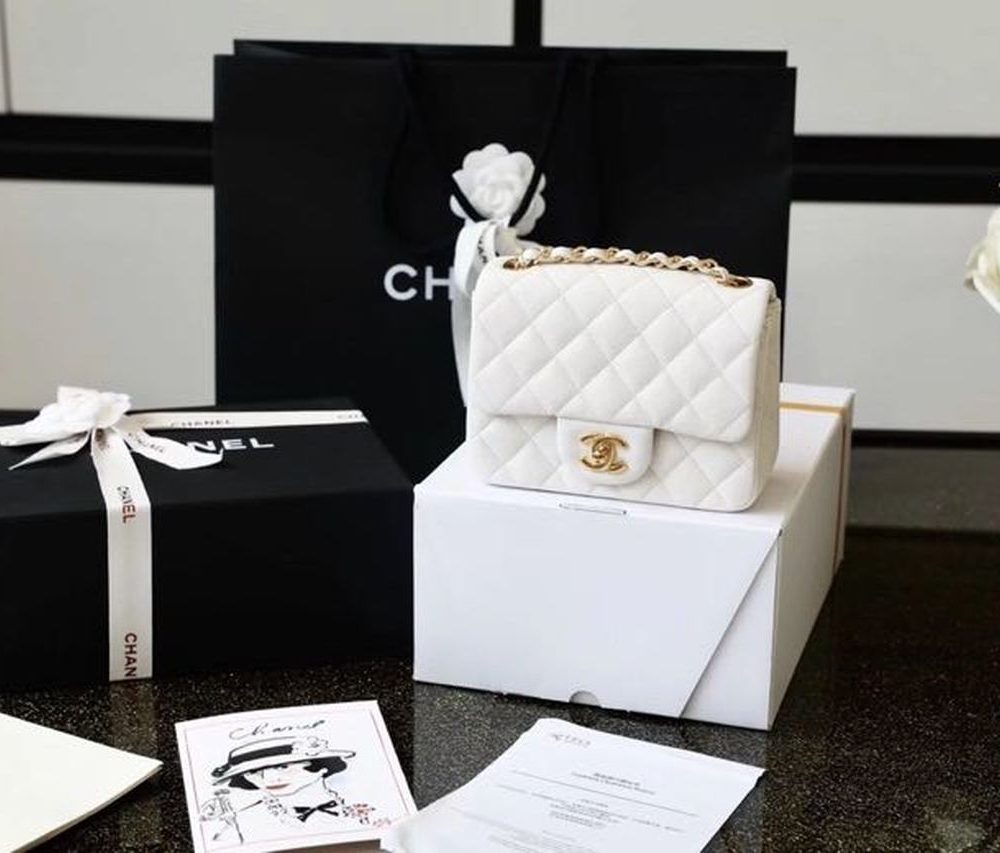 [REP 1:1] Chanel Classic Mini Flap Bag Golden Hardware White For Women 6.6in/17cm A35200